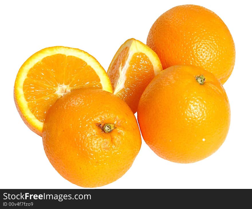 Oranges isolated on white background