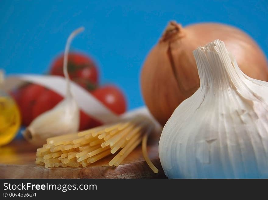 Pastes and tomatos in bunch