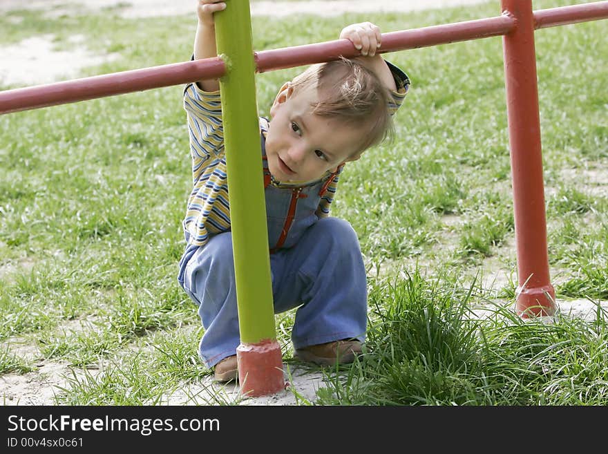 Cute baby boy outdoor portrait. Cute baby boy outdoor portrait