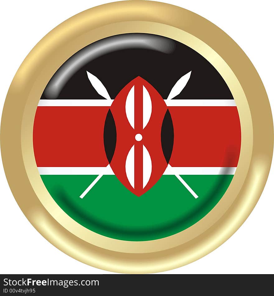 Art illustration: round medal with flag of kenya