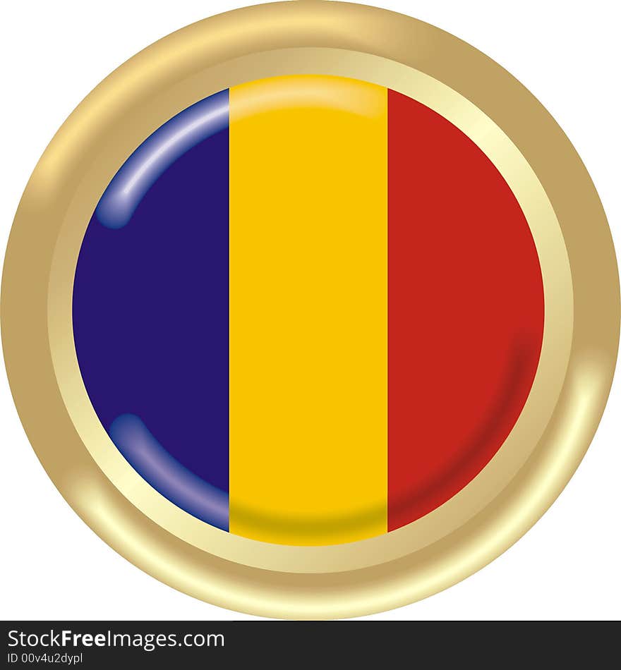 Art illustration: round medal with the flag of romania