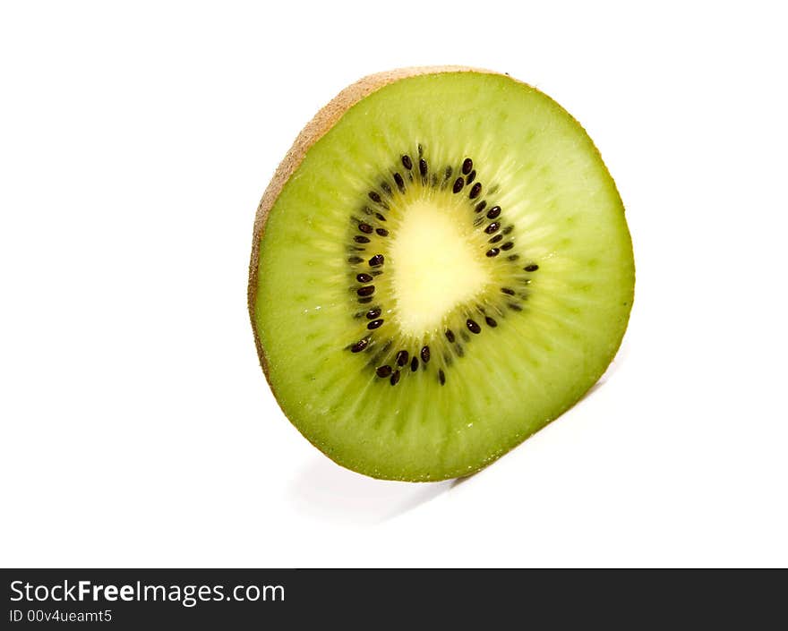 Vivid green kiwi isolated on white