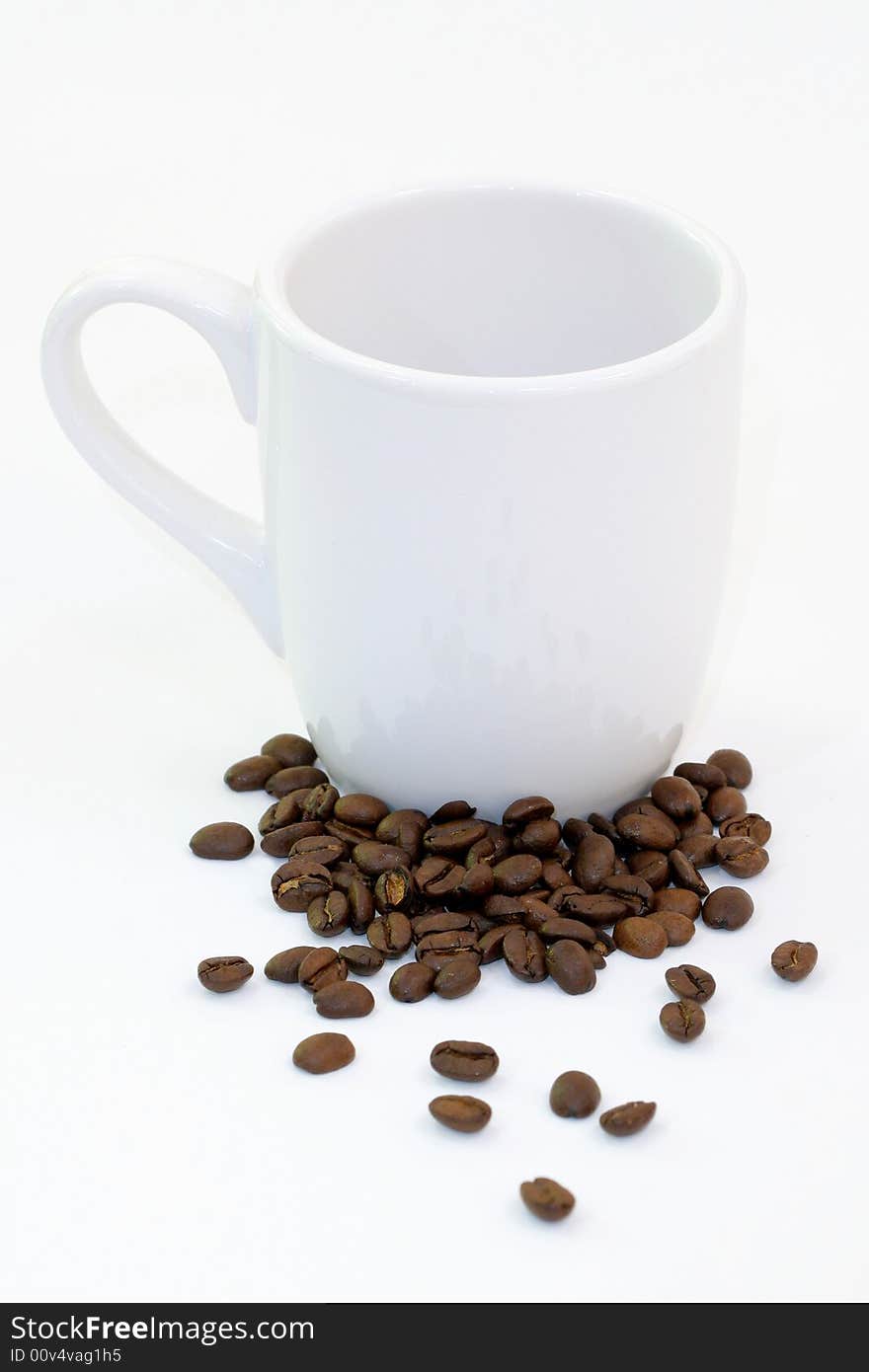 Cup of coffee on white background