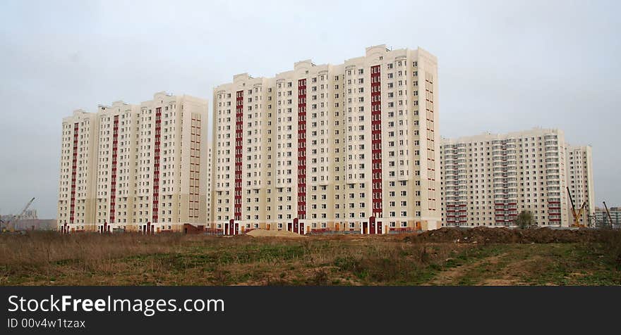 Complex of inhabited new buildings on the new place, former waste ground. Complex of inhabited new buildings on the new place, former waste ground