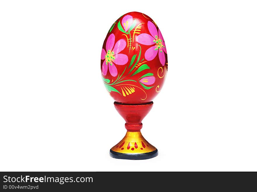 Colored cup  on eggcup isolated on white