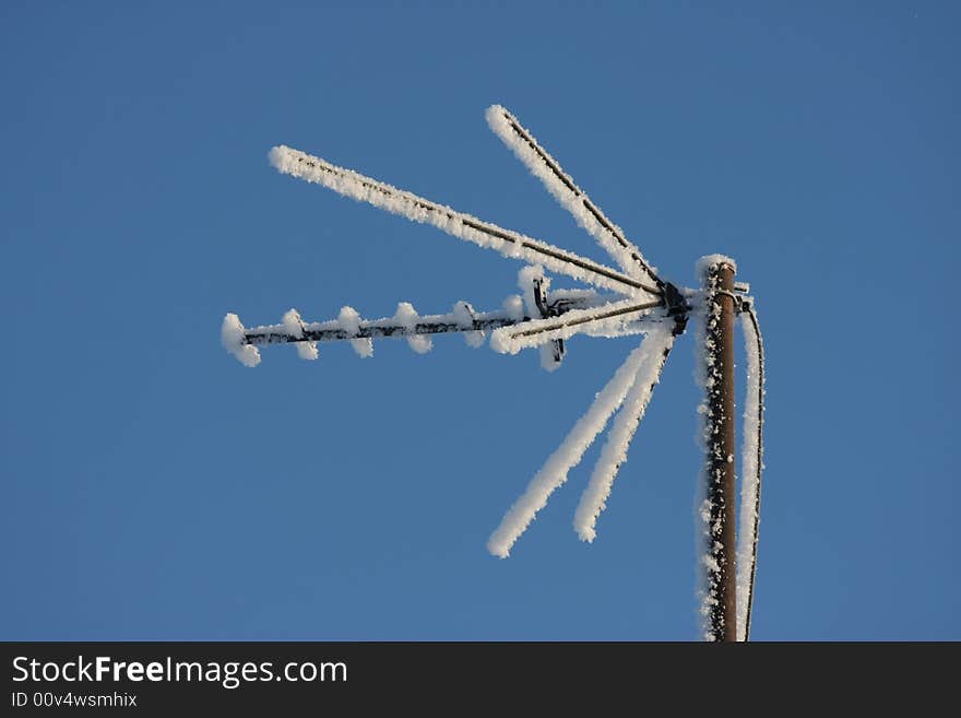 Snow antenna blue sky winter cold