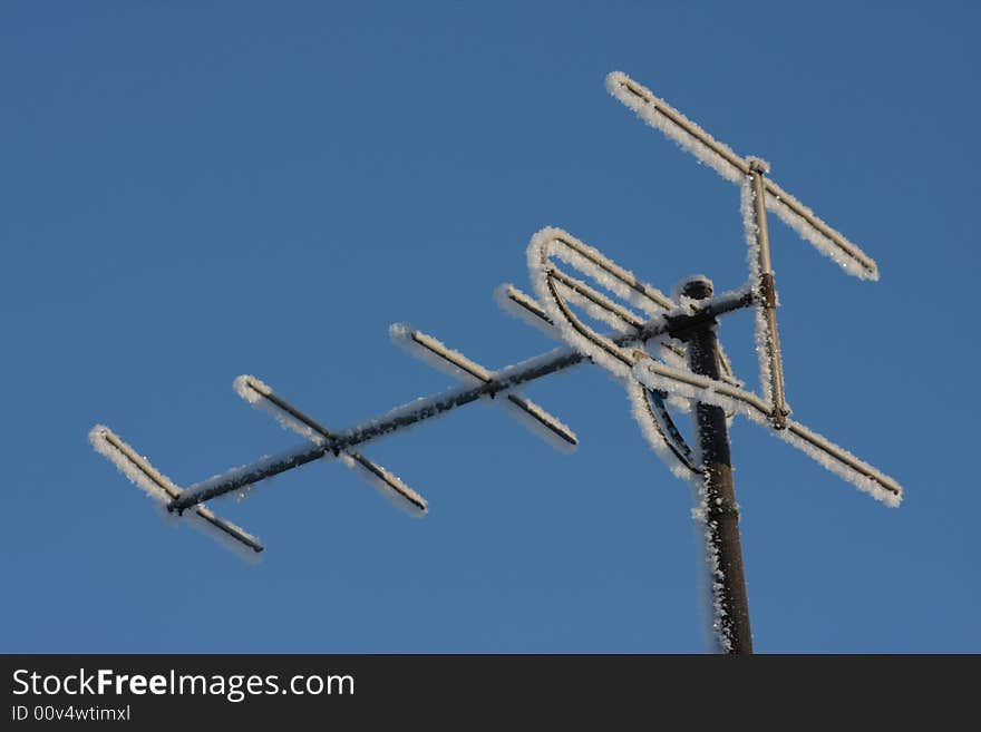 Snow antenna blue sky winter cold