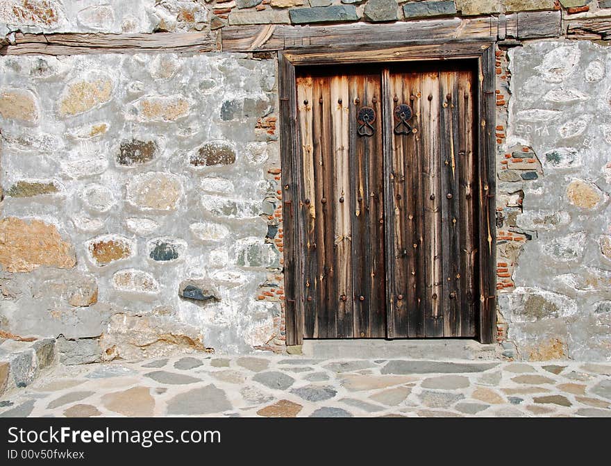 Old wooden church door