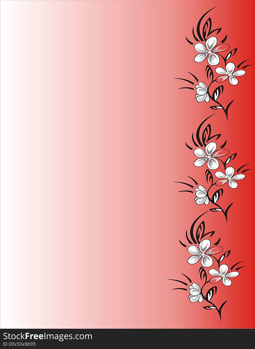 Floral frame on red background