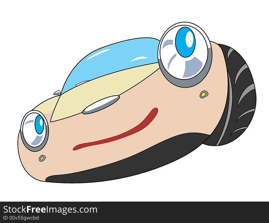 The cartoon car with smile