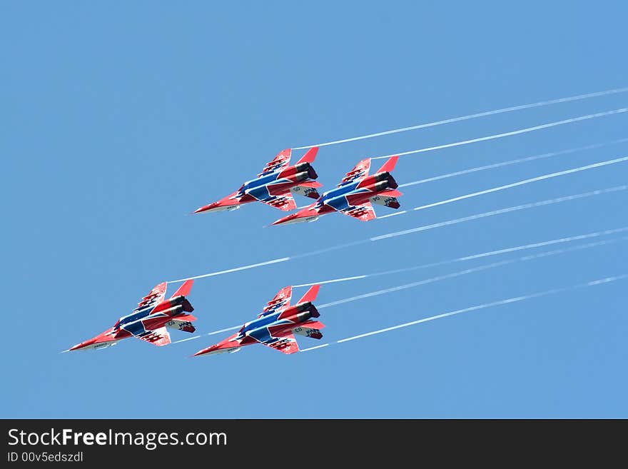 Flight group on aeroshow in Russia on fighters