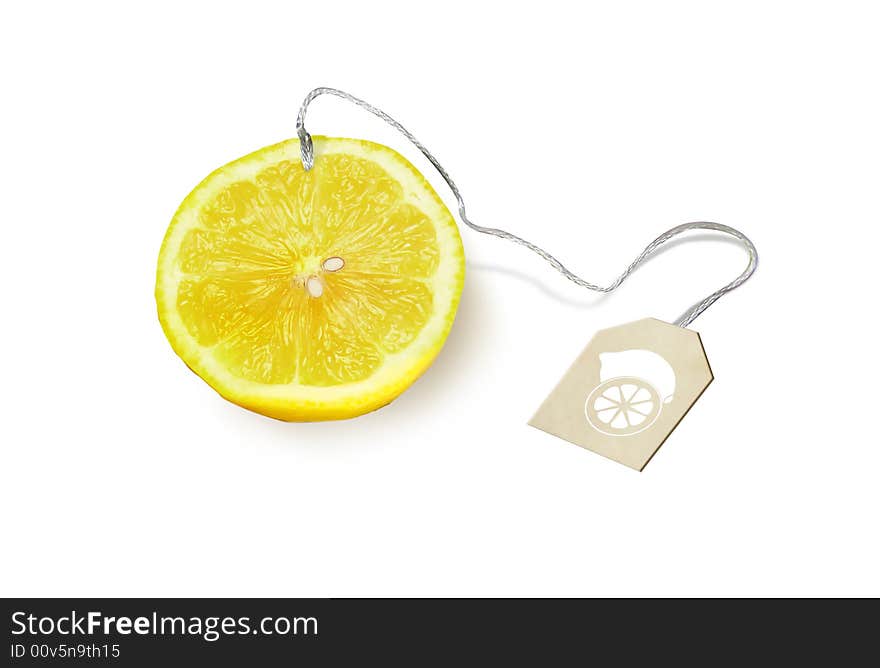 Creative concept of tea bag with lemon. Creative concept of tea bag with lemon