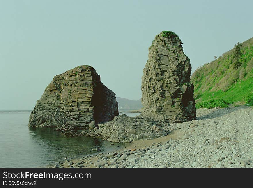 Perspectives of cape Stolbtshatiy, island Kunashir