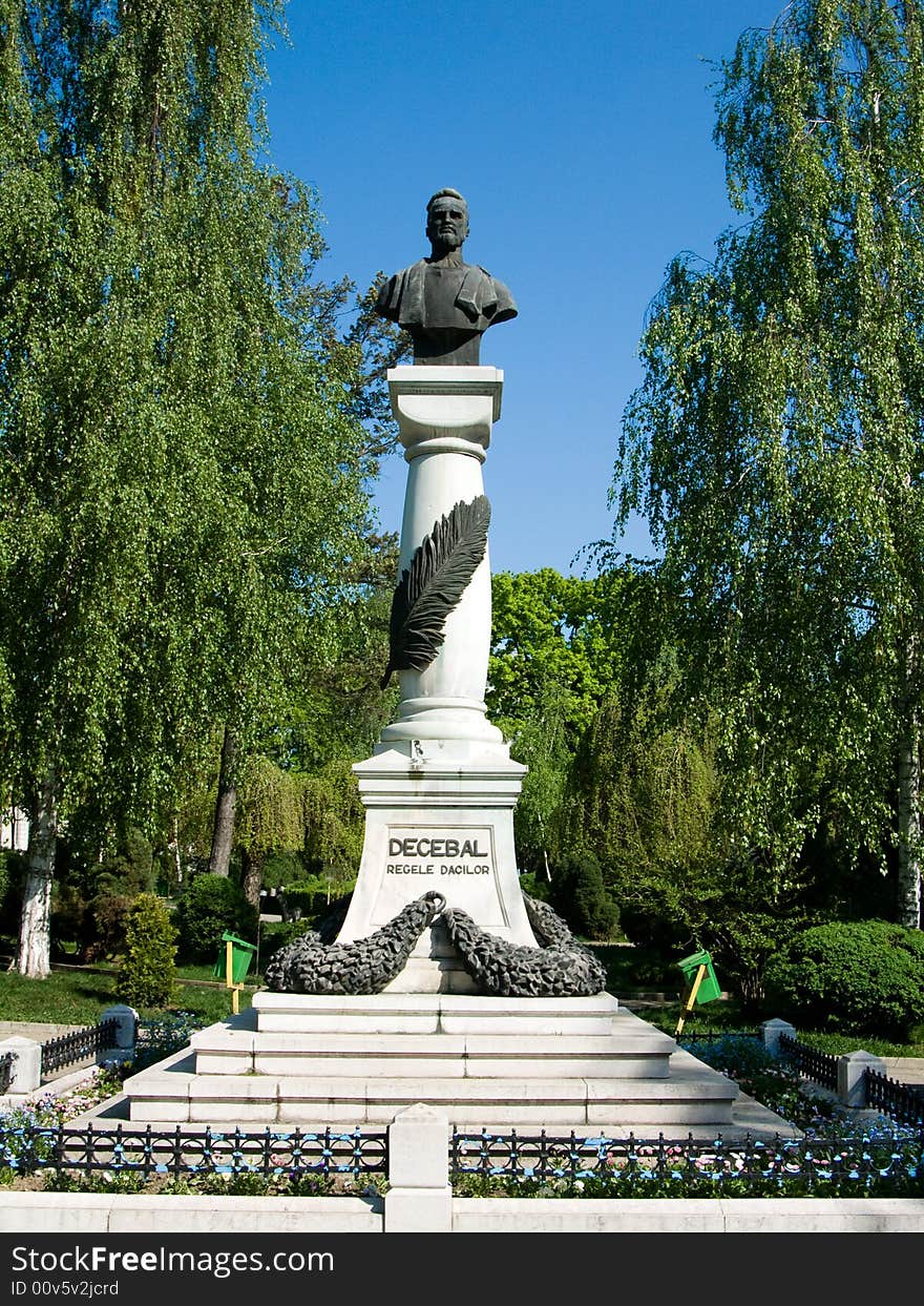 Decebal was a king of Dacia (originally named Diurpaneus) and he ruled the dacians in 87â€“106. After three wars against Roman Empire, he was defeted in 106, and Dacia was integrated in Empire. This statue is located in Drobeta Turnu-Severin city, in the central park. Decebal was a king of Dacia (originally named Diurpaneus) and he ruled the dacians in 87â€“106. After three wars against Roman Empire, he was defeted in 106, and Dacia was integrated in Empire. This statue is located in Drobeta Turnu-Severin city, in the central park.