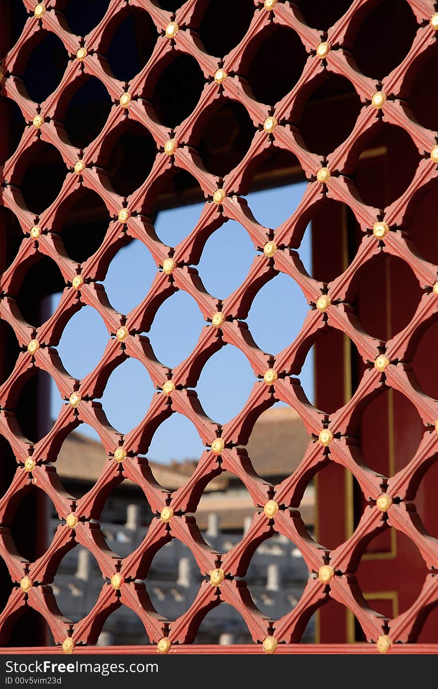 Wood window with Chinese old architecture