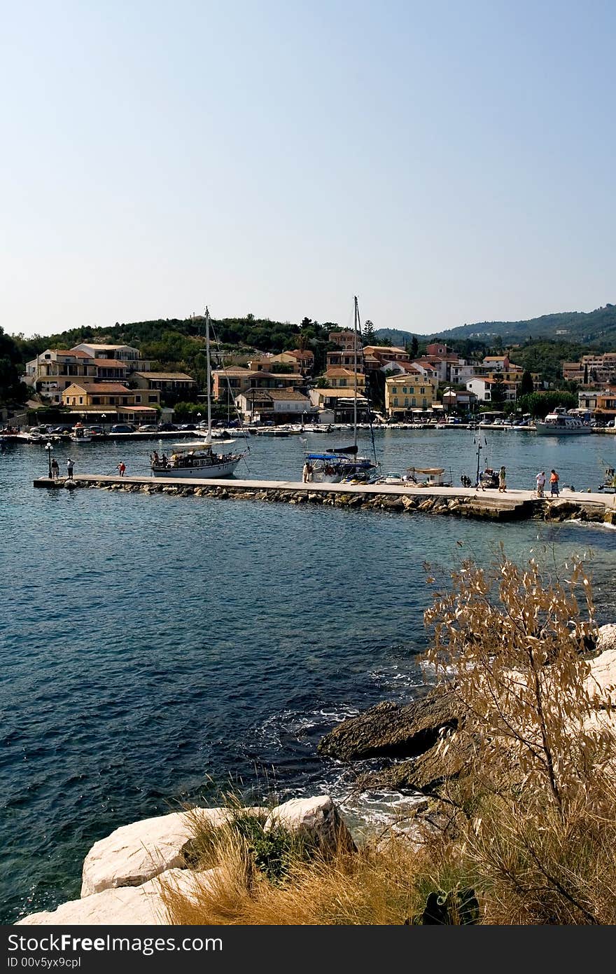 View of Kassiopi shore line. View of Kassiopi shore line