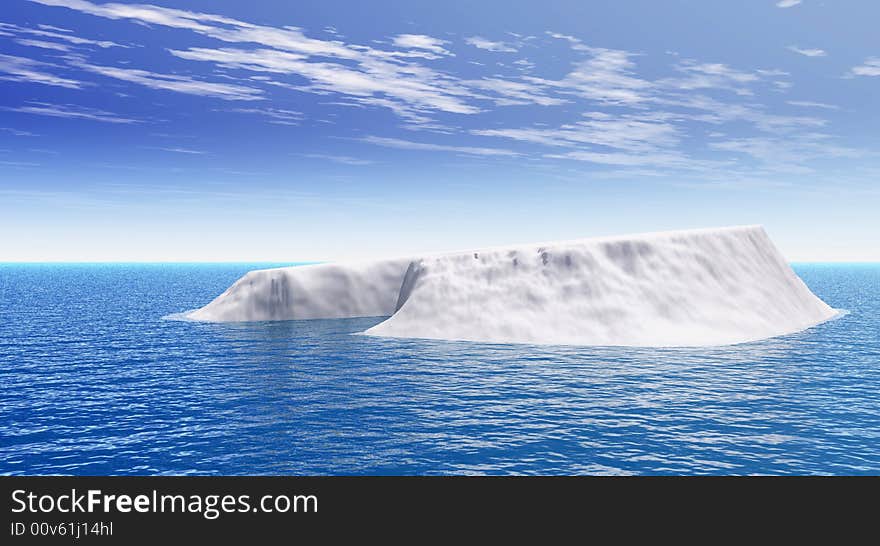 The big iceberg on the open ocean - 3d landscape scene.