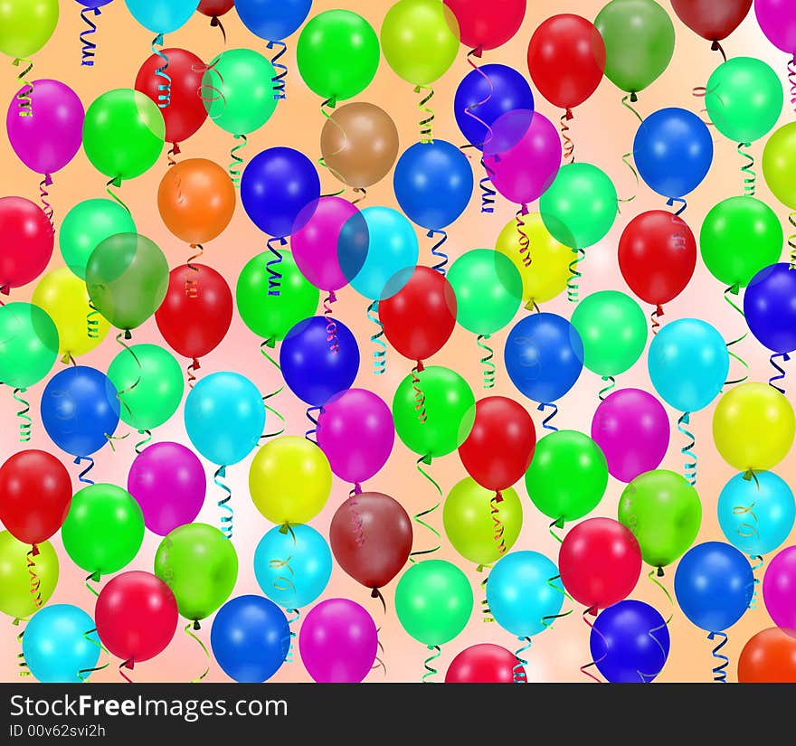 Colorful party balloons background isolated on white