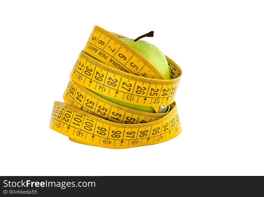 Apple surrounded by the measure tape. Apple surrounded by the measure tape