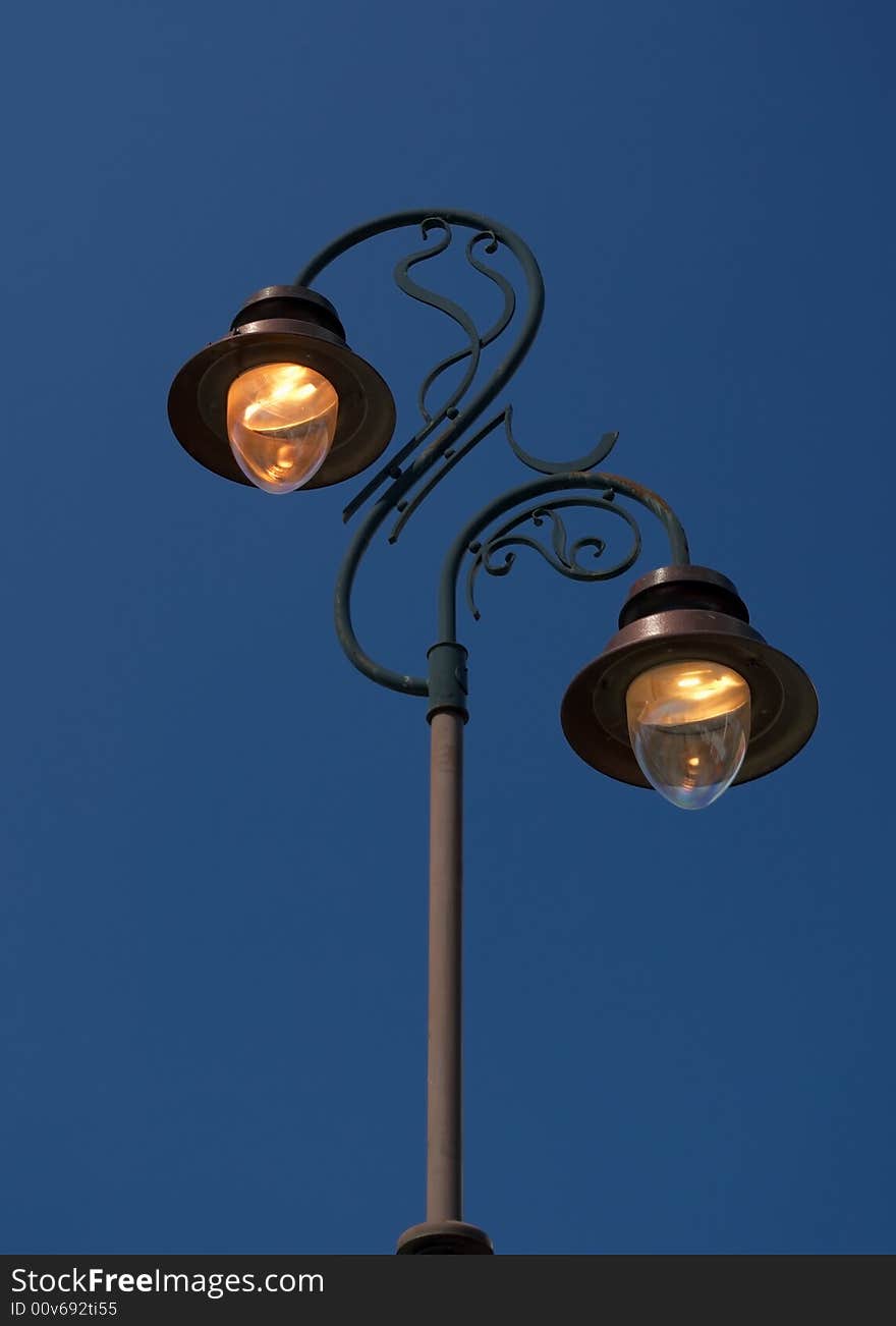 Lantern on background dark blue sky