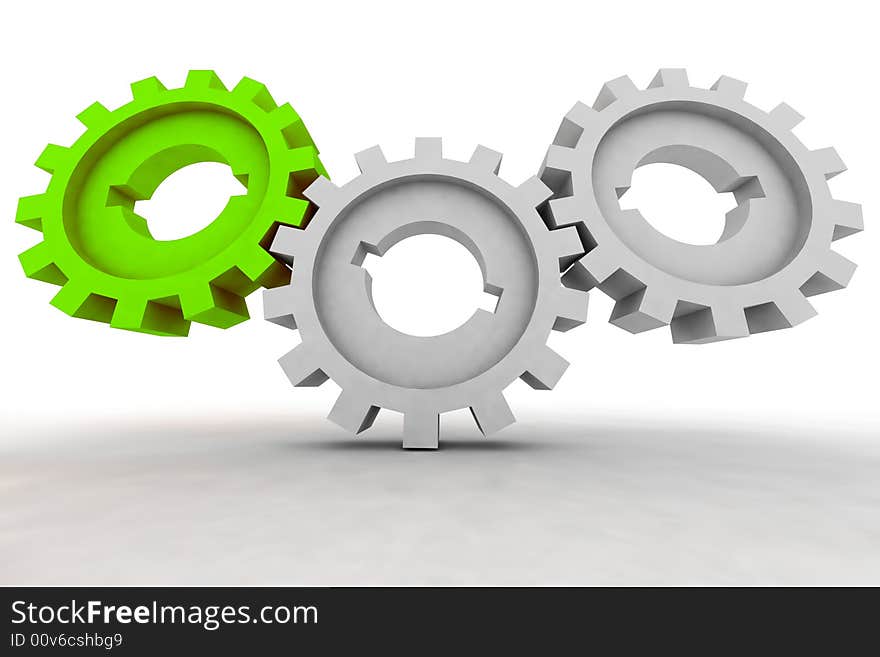 Isolated cogwheels - business network - illustration