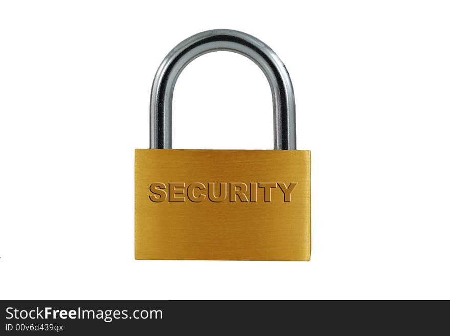 Isolated Brass lock on white