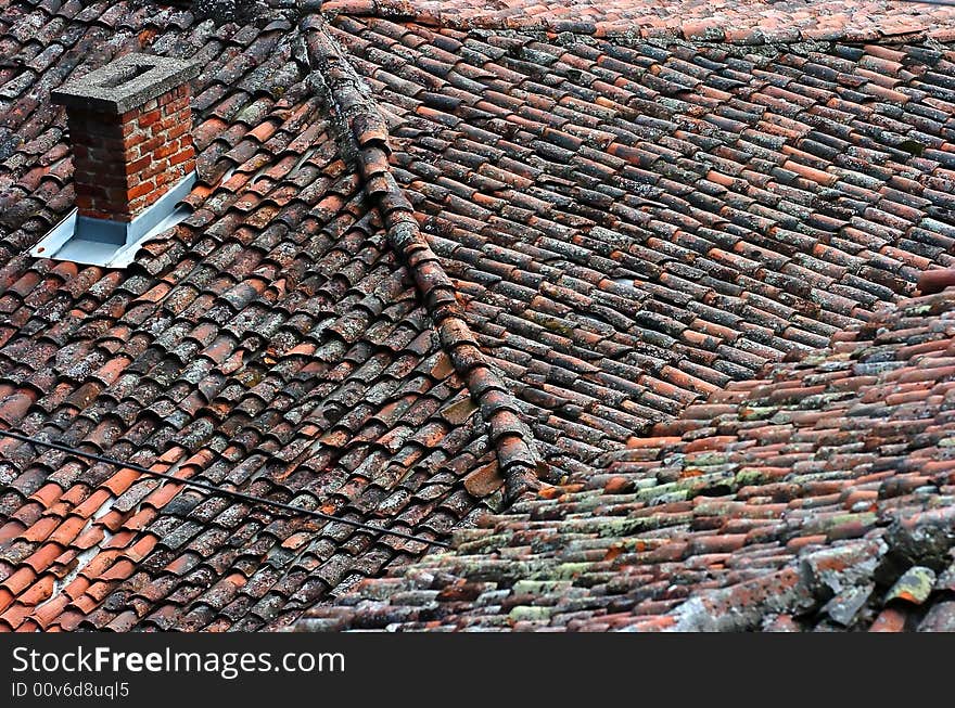 Old Roof with chimney Background. Old Roof with chimney Background