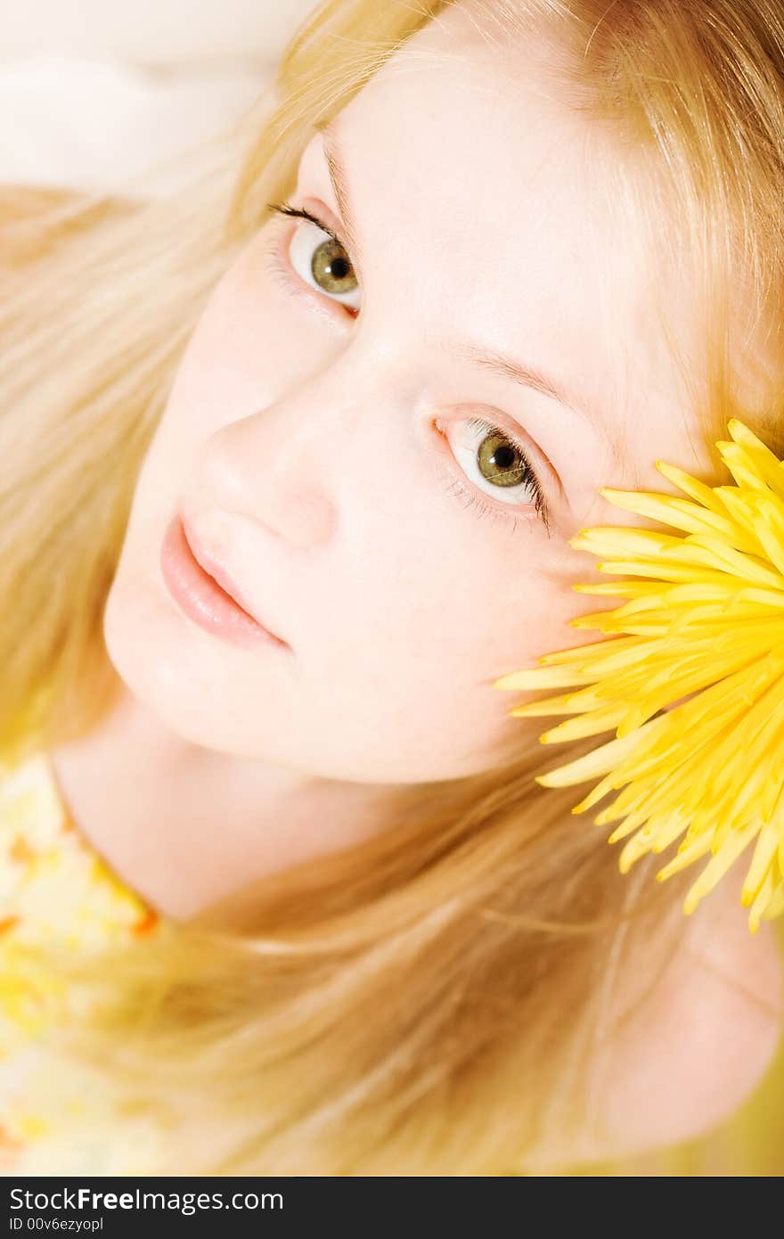 Young woman in yellow dress