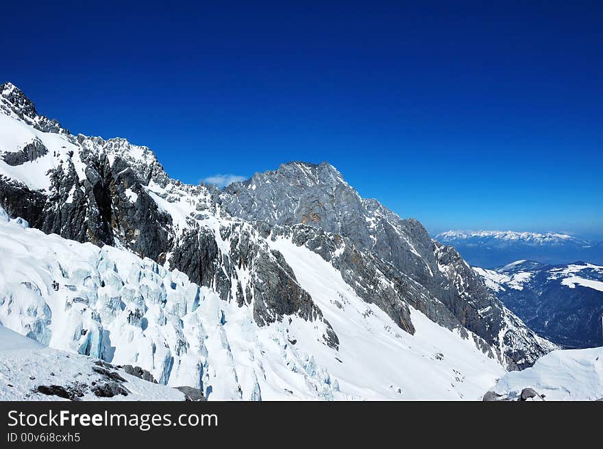 Snowy mountain and glacier