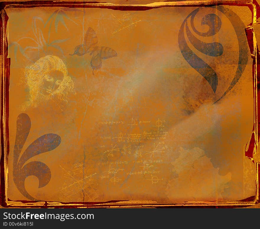 Grunge background with texture and  filigree. Grunge background with texture and  filigree