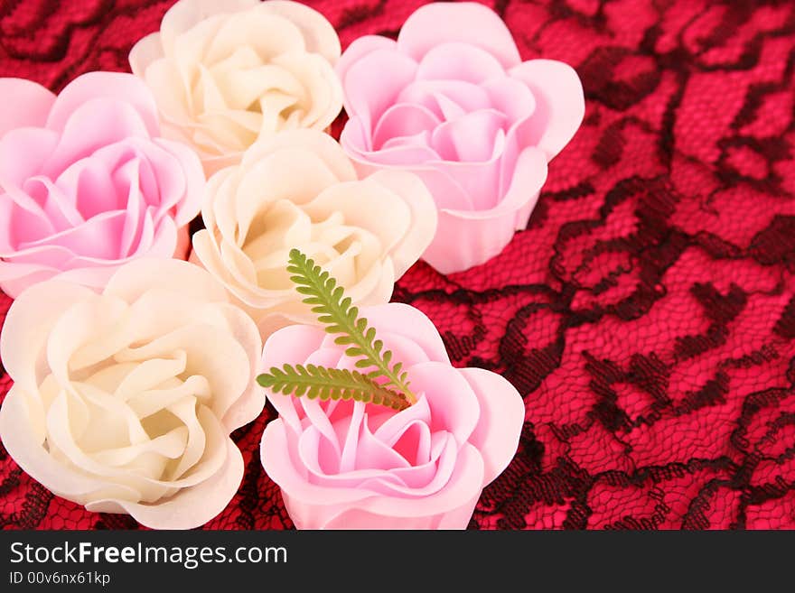 Pink and white flowers made out of Soap. Pink and white flowers made out of Soap