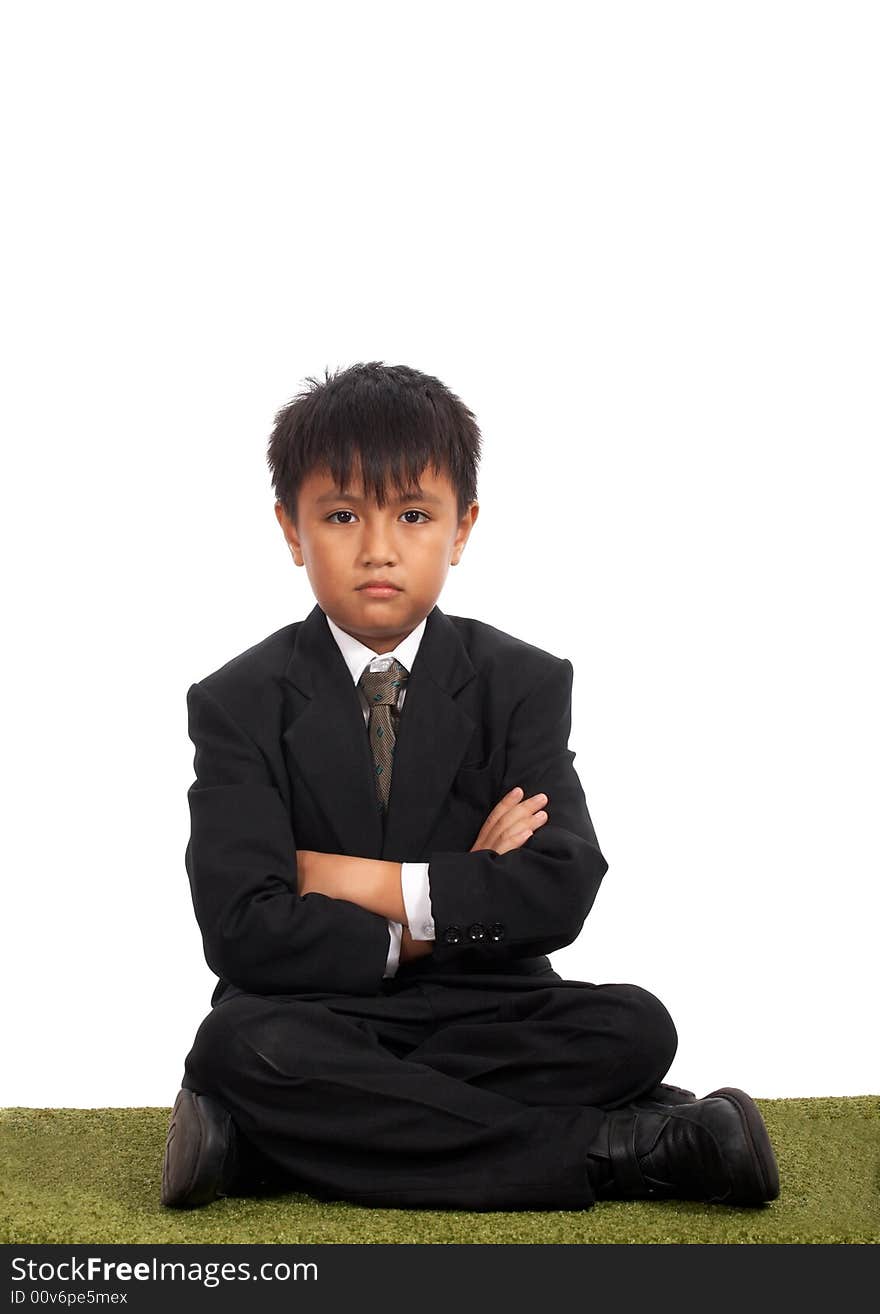 Picture of a young businessman on a white background