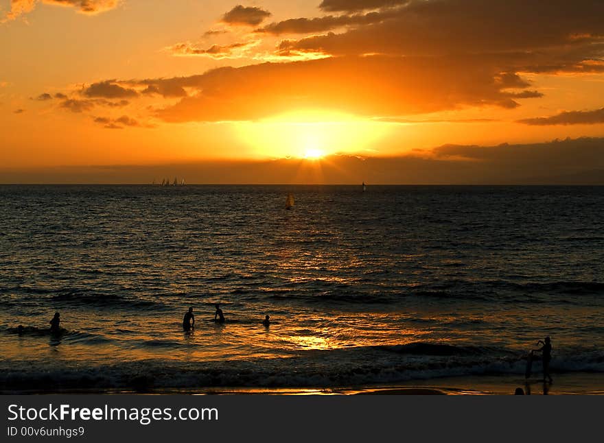 It was sunset at Mauiâ€™s beach. It was sunset at Mauiâ€™s beach