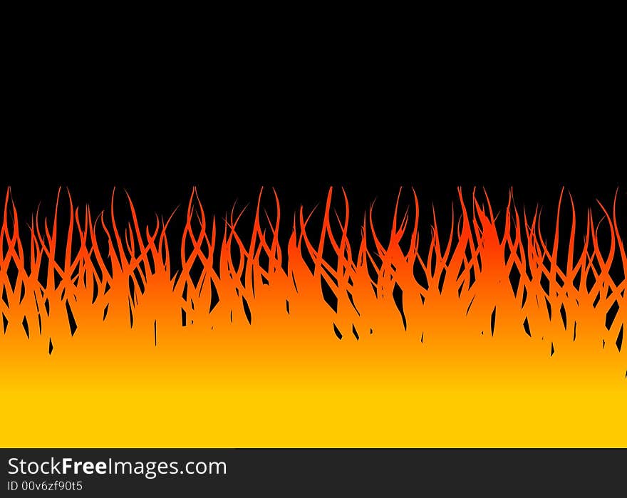 Orange flames on a black ground. Orange flames on a black ground