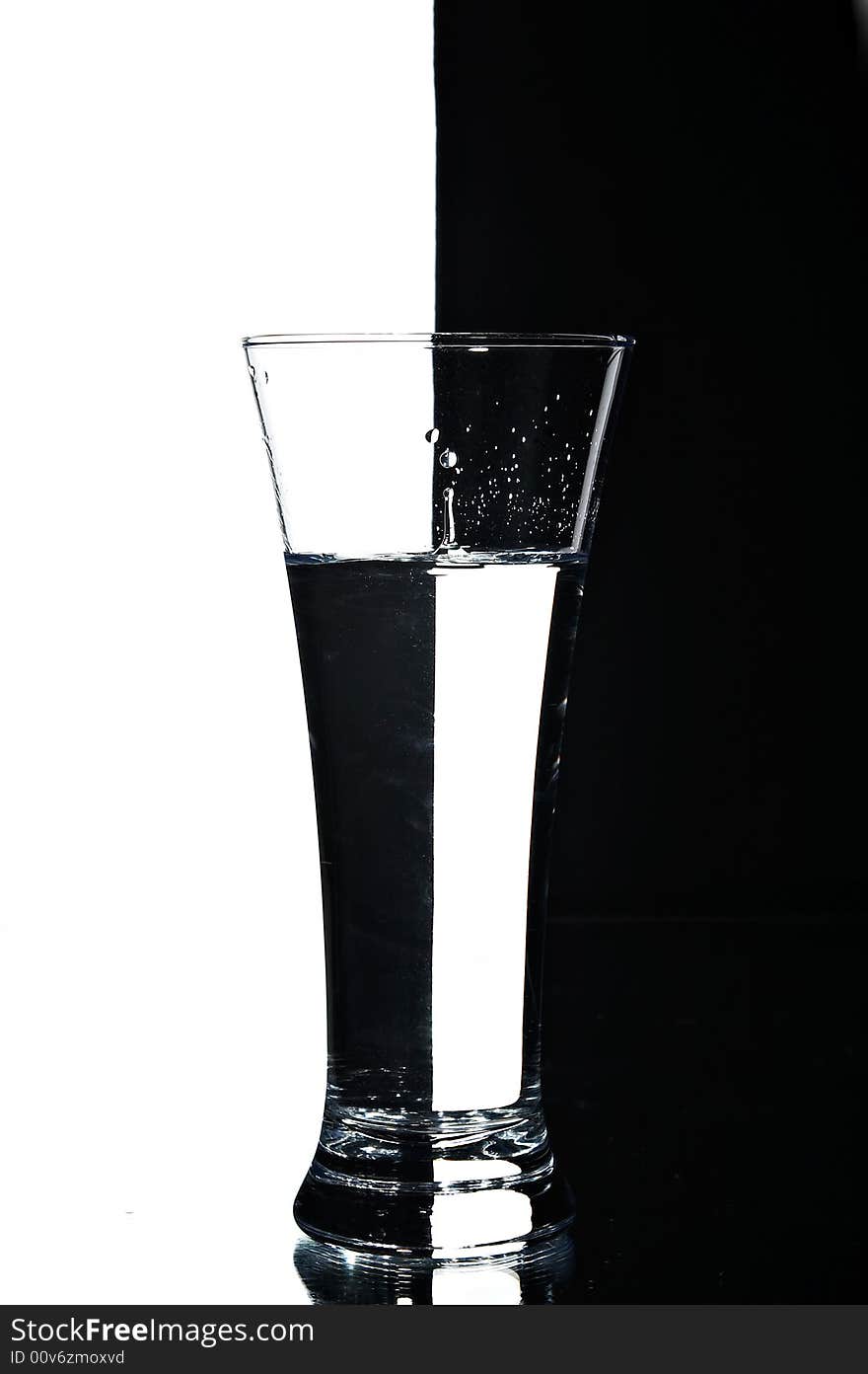 Glass with wather on the black and white background. Glass with wather on the black and white background