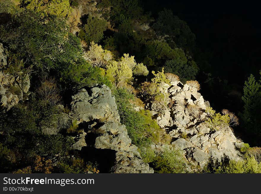 Lightpainting photograph of night Baba-Daga mountain slope. Lightpainting photograph of night Baba-Daga mountain slope