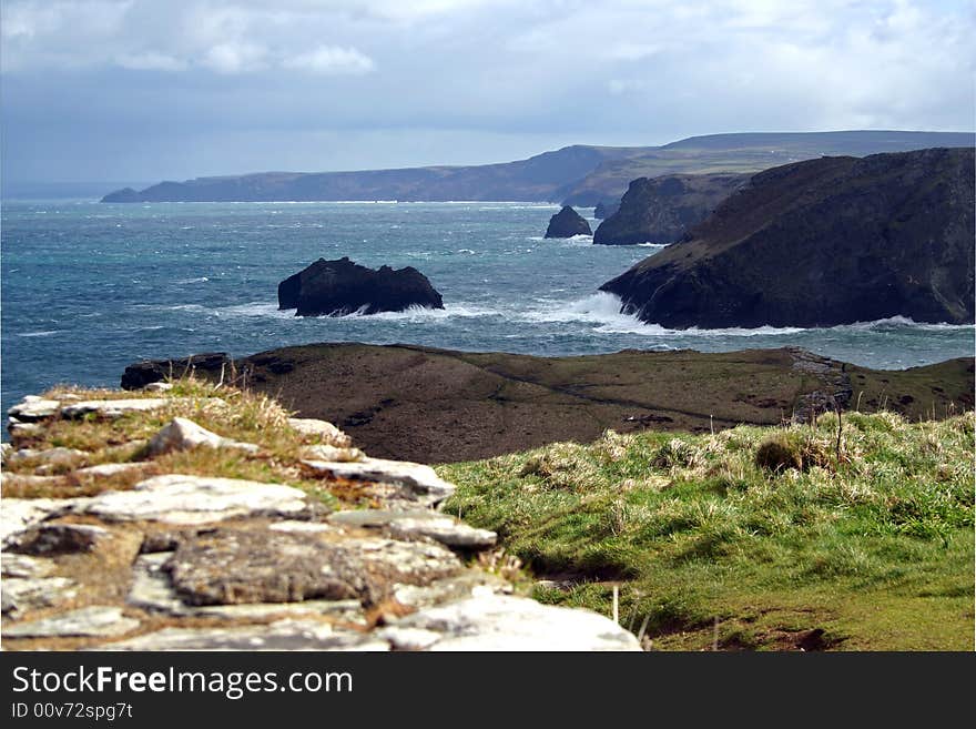 Landscape of Cornish Coast near Tintagel