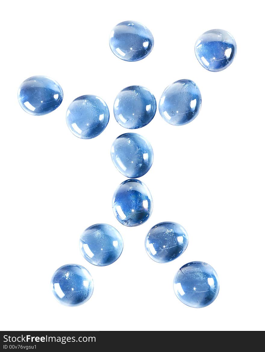 Blue glass stones in figure