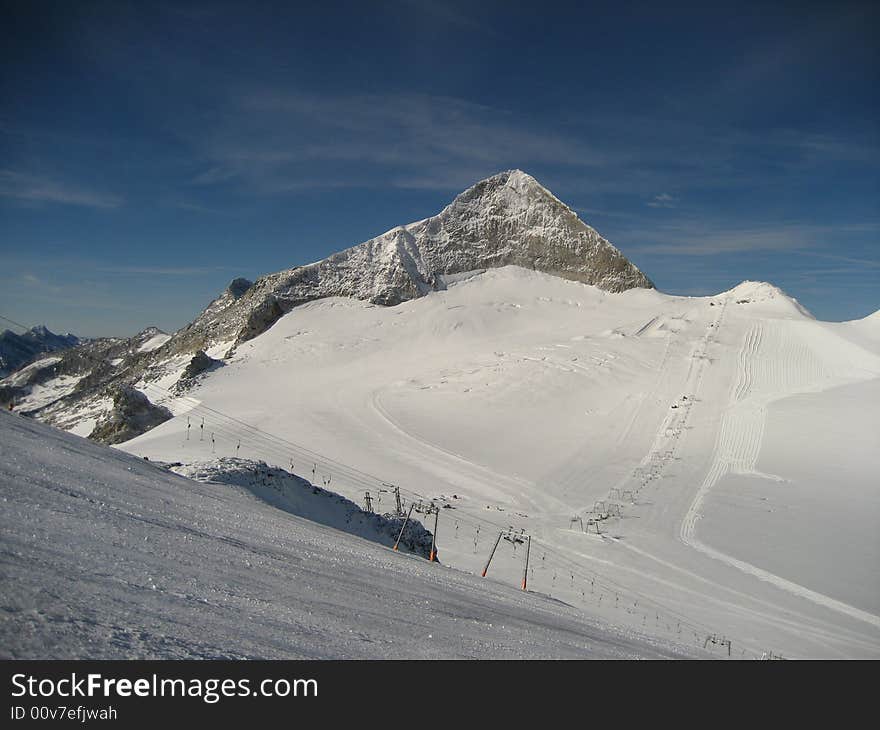 Beaty skys,and mountain top in Hintertux,Austria