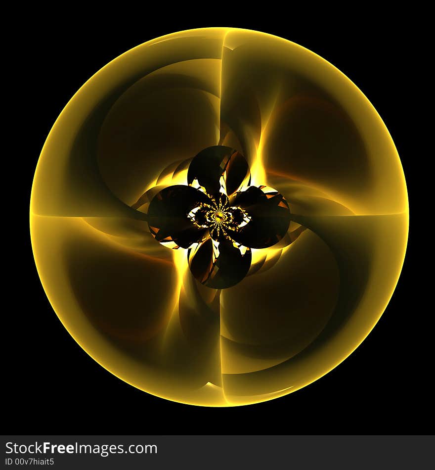 Abstract fractal image resembling a golden gear