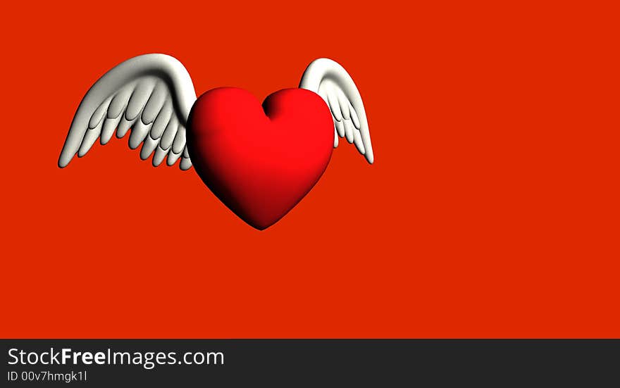 Valantine heart with wings render