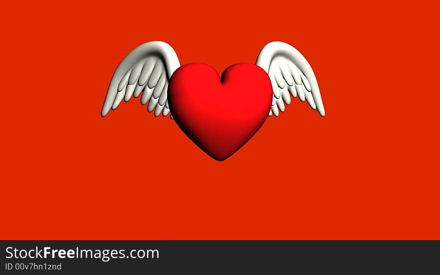 Valantine heart with wings render