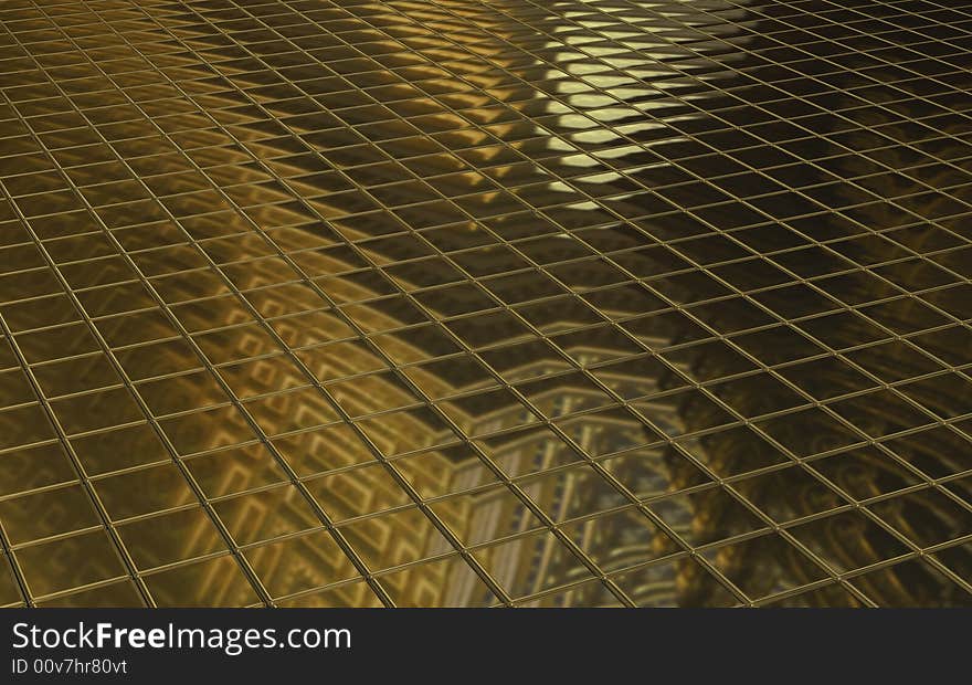 Computer generated 3d model of golden tiled floor. Computer generated 3d model of golden tiled floor