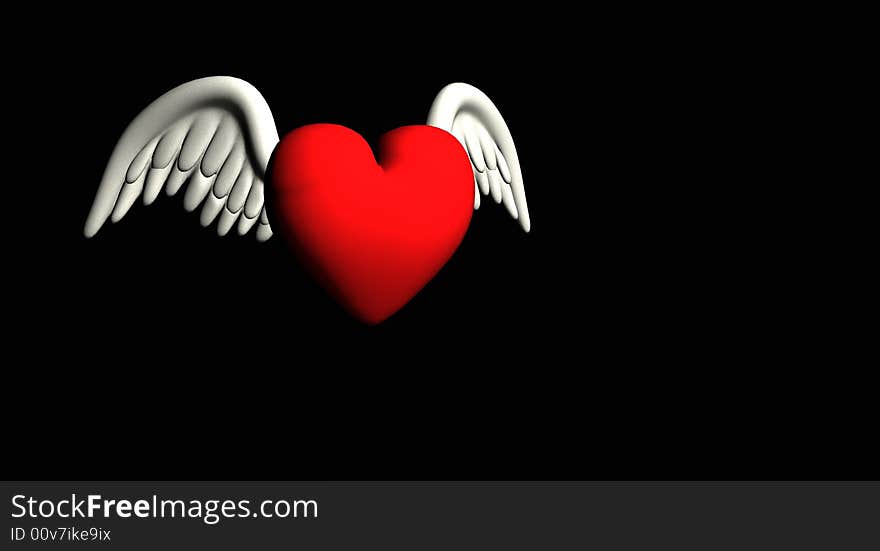 Valantine heart with wings render