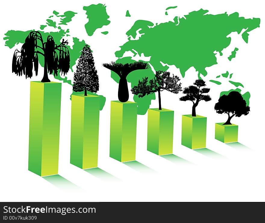 Illustration of trees on the graph. Illustration of trees on the graph