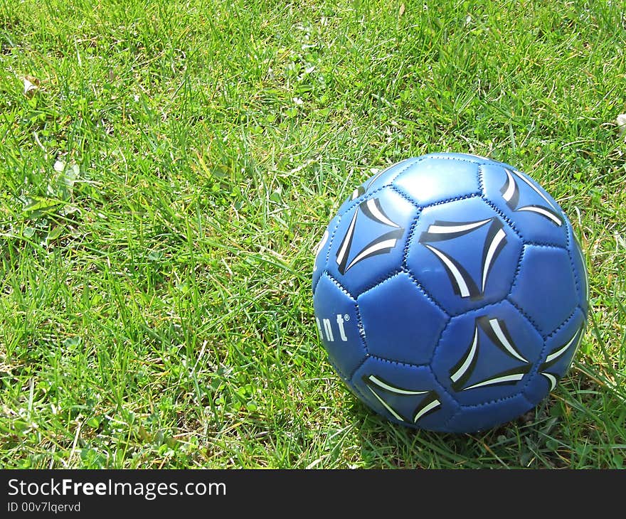 Blue soccer ball on the grass. Blue soccer ball on the grass