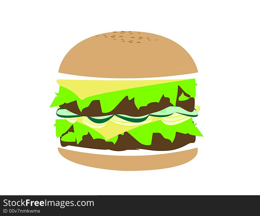 Vector illustration of a delicios hamburger