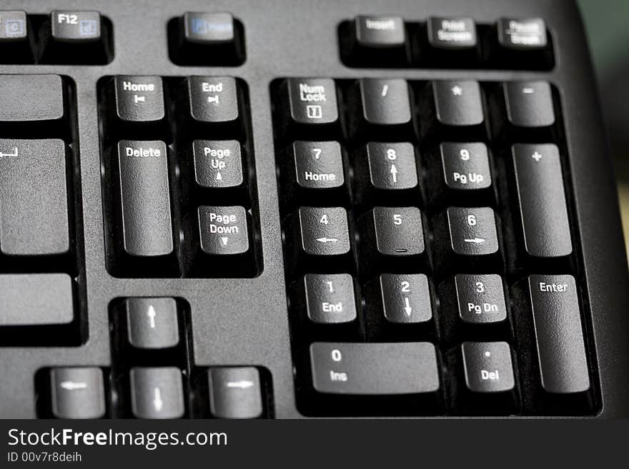 The part of black keyboard close-up