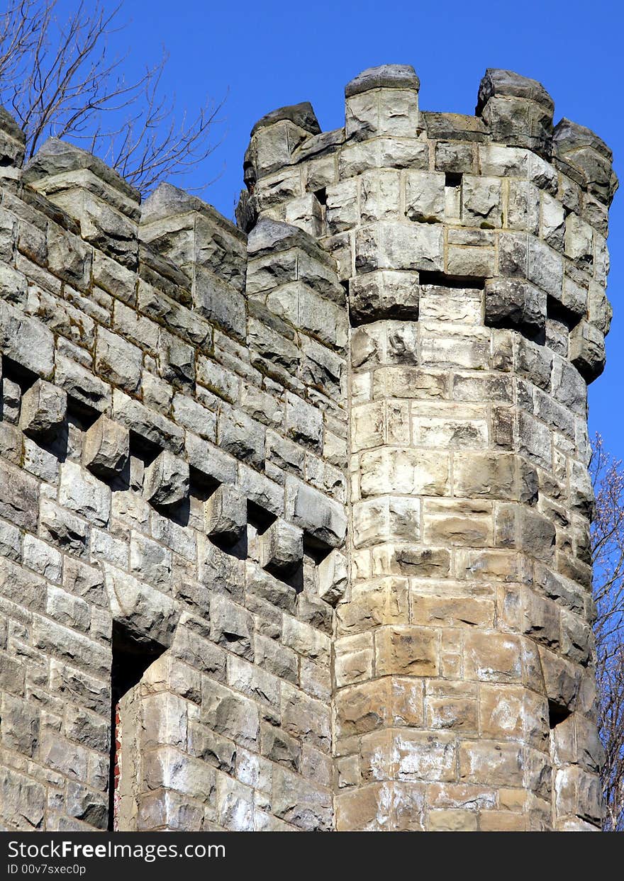 Tower section of the stone castle. Tower section of the stone castle