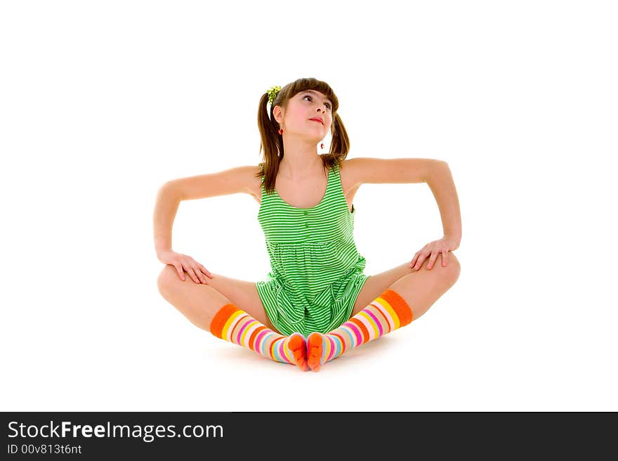 Happy girl over white background